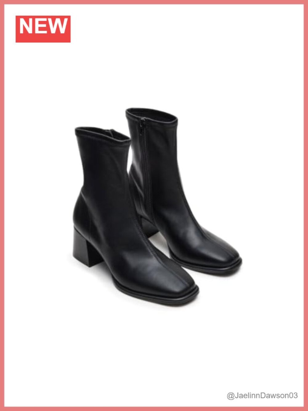 Faux Leather Square Toe Chunky Heel Ankle Booties Zip Closure